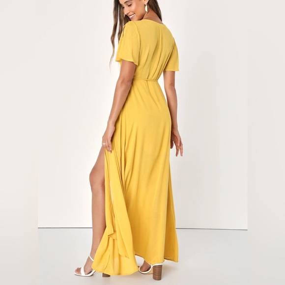 Golden Yellow Wrap Maxi Dress - Picture 6 of 6